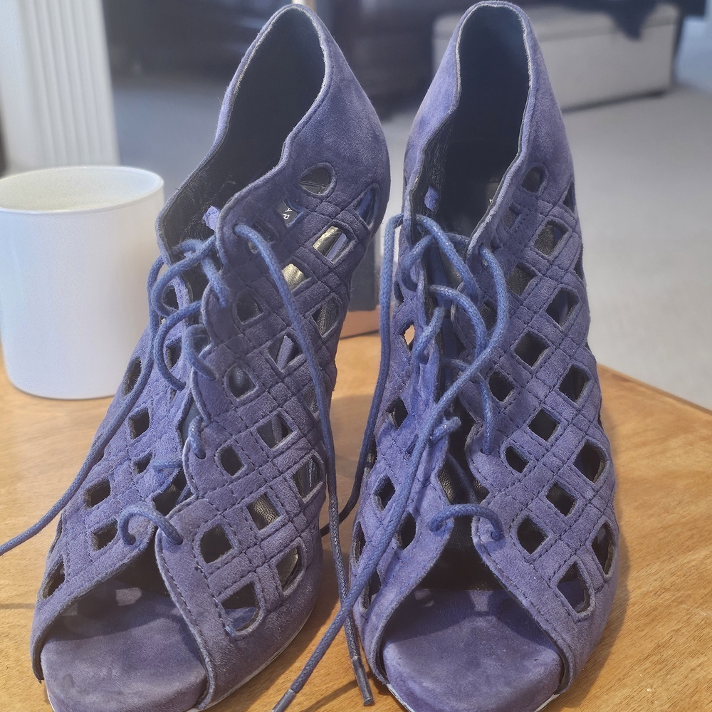 Zara Blue Suede Lace-Up Women's Boots